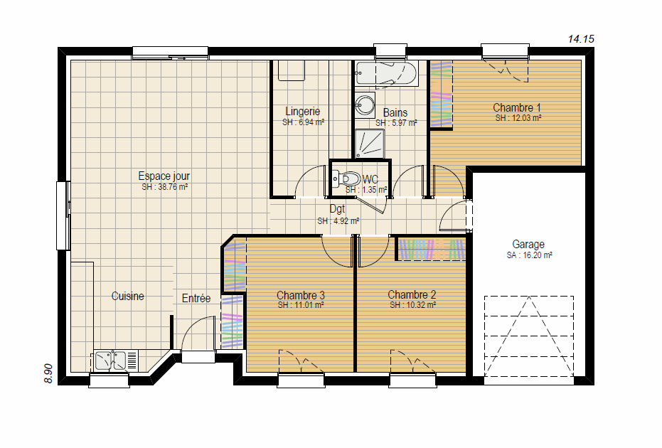 EVASION 3ch - plan maison bourgogne bâtir Saône et Loire Chalon sur Saône