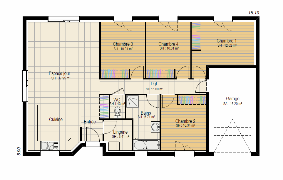 EVASION 4ch - plan maison bourgogne bâtir Saône et Loire Chalon sur Saône