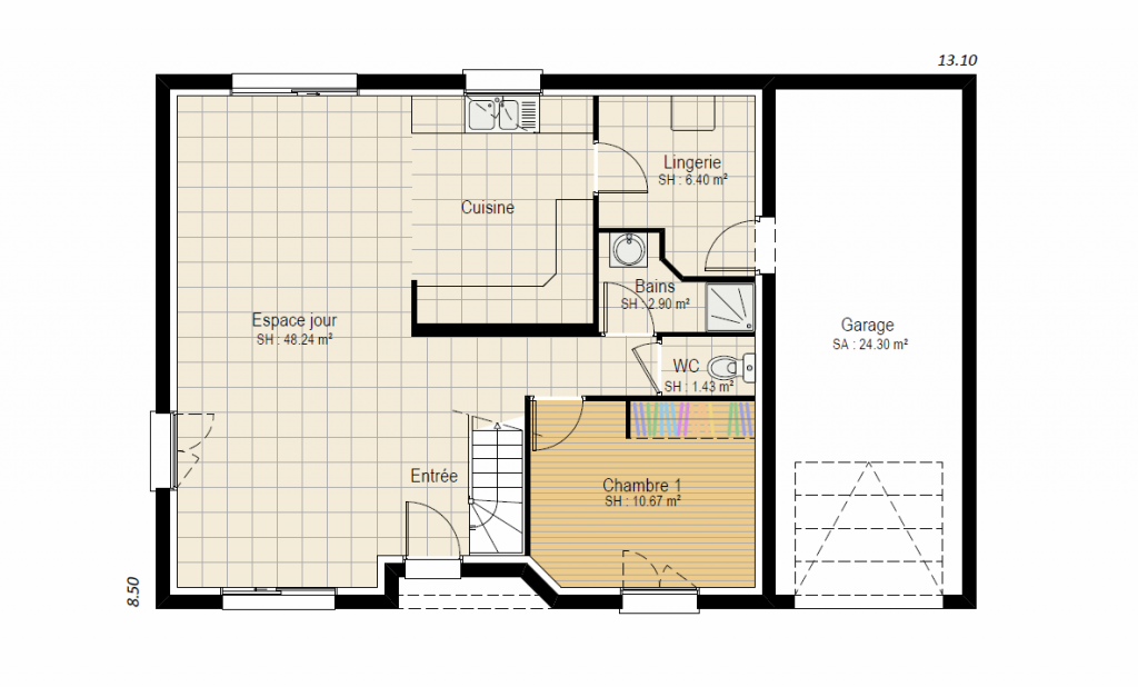 HORIZON 4ch - plan maison combles aménageables bourgogne bâtir rdc Saône et Loire Chalon sur Saône