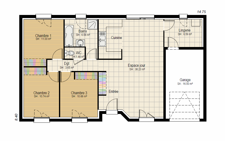 EVOLUTION 3ch - plan maison bourgogne bâtir Saône et Loire Chalon sur Saône