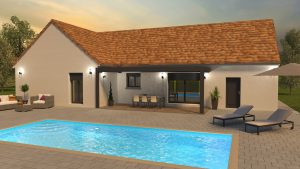 Visuel 3D maison bourgogne bâtir Saône et Loire Chalon sur Saône coucher de soleil