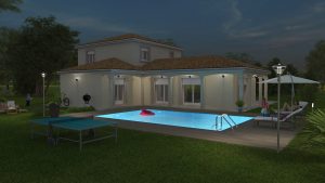 Visuel 3D maison bourgogne bâtir Saône et Loire Chalon coucher de soleil