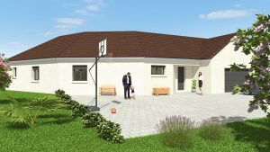 Visuel 3D maison bourgogne bâtir Saône et Loire Chalon sur Saône façade avant à Saint Martin en Bresse