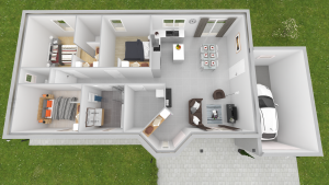 Design 3 ch vue de dessus - Plan maison bourgogne bâtir Saône et Loire Chalon sur Saône