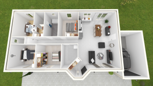 Design 4 ch vue de dessus - Plan maison bourgogne bâtir Saône et Loire Chalon sur Saône