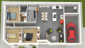 Elégance 3 ch vue de dessus - Plan maison bourgogne bâtir Saône et Loire Chalon sur Saône