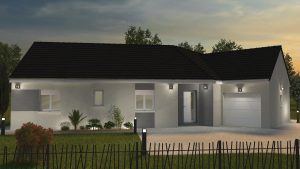 Espace 4 ch coucher de soleil Visuel 3D maison bourgogne bâtir Saône et Loire Chalon sur Saône