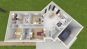 Espace 4 ch vue de dessus - Plan maison bourgogne bâtir Saône et Loire Chalon sur Saône