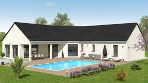 Visuel 3D maison bourgogne bâtir Saône et Loire Chalon sur Saône coté terrasse