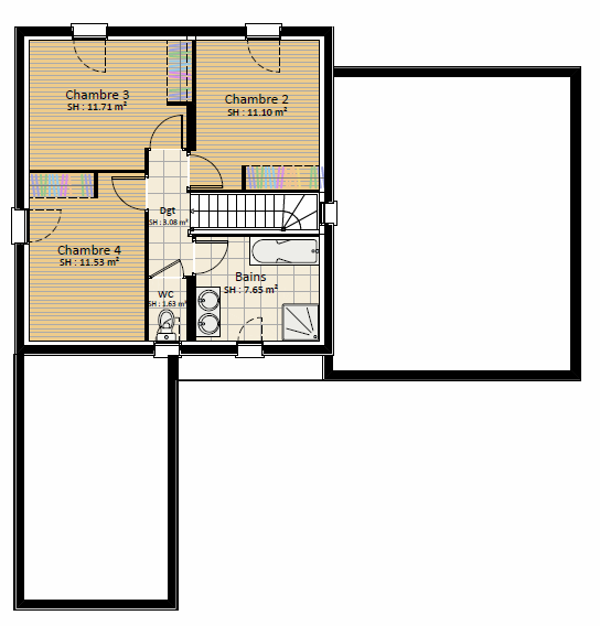 Plan Etage Vogue 4 ch - plan maison bourgogne bâtir Saône et Loire Chalon sur Saône