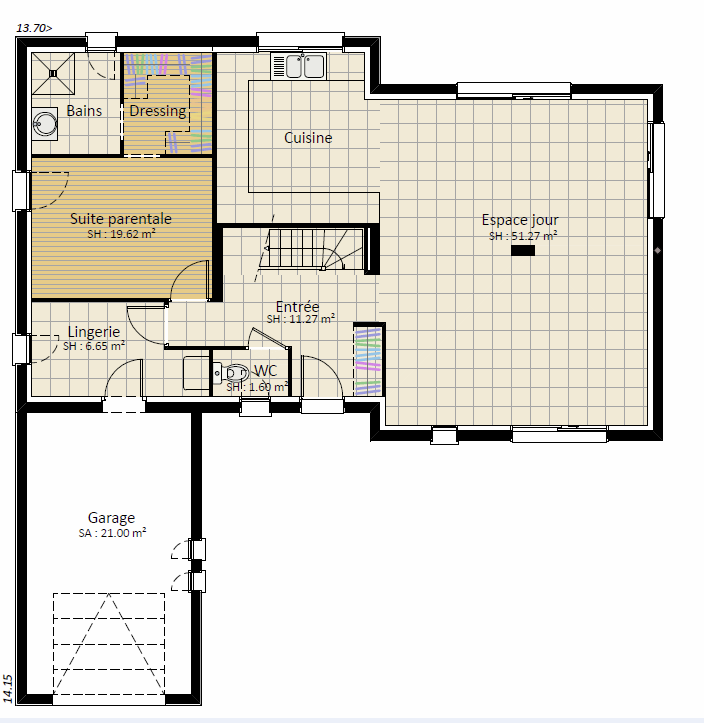 Plan RDC Vogue 4 ch - plan maison bourgogne bâtir Saône et Loire Chalon sur Saône