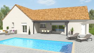 Visuel 3D maison bourgogne bâtir Saône et Loire Chalon sur Saône coté terrasse