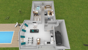 concept 3 ch vue de dessus - Plan maison bourgogne bâtir Saône et Loire Chalon sur Saône