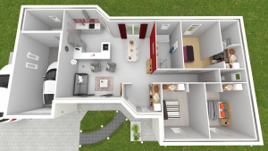 Style 3 ch vue de dessus - Plan maison bourgogne bâtir Saône et Loire Chalon sur Saône