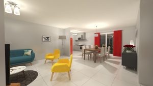 Inspiration 3 ch vue intérieure - Plan 3D maison bourgogne bâtir Saône et Loire Chalon sur Saône